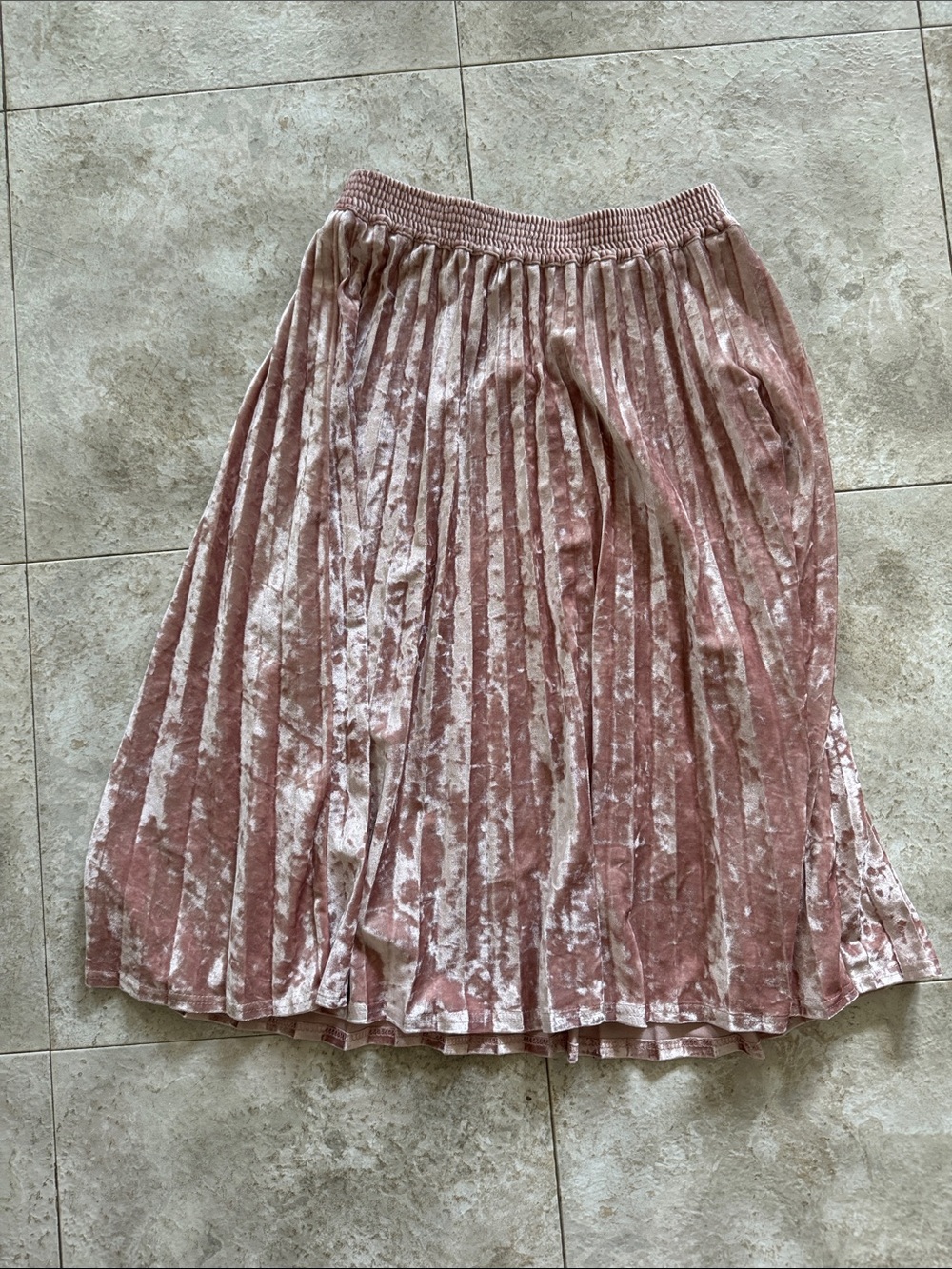 Pleated Velvet Midi Skirt - Dusty Rose